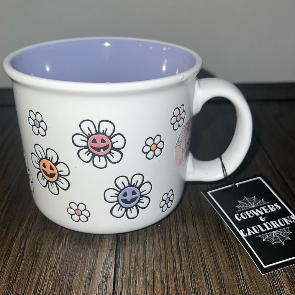 NWT Cobwebs and Cauldrons viral pastel flower cup